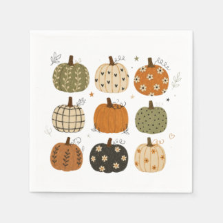 Cute Boho Fall Pumpkins Napkin