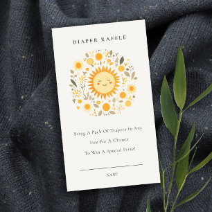 Cute Boho Floral Sun Diaper Raffle Baby Shower Enclosure Card