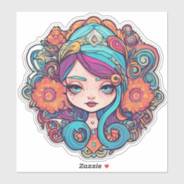 Cute Boho Flower Girl Custom-Cut Vinyl Sticker