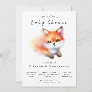 Cute Boho Forest Fox Baby Shower Invitation