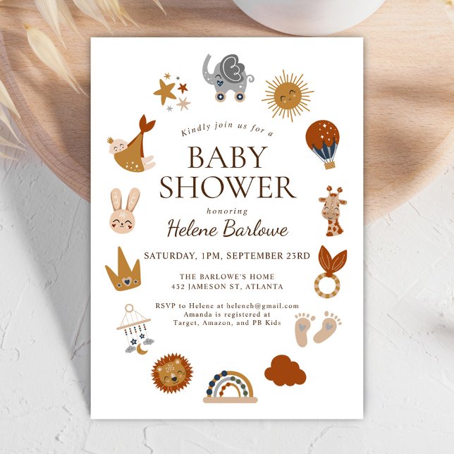 Cute Boho Gender Neutral Baby Shower Invitation (Cute Boho Gender Neutral Baby Shower Invitation)