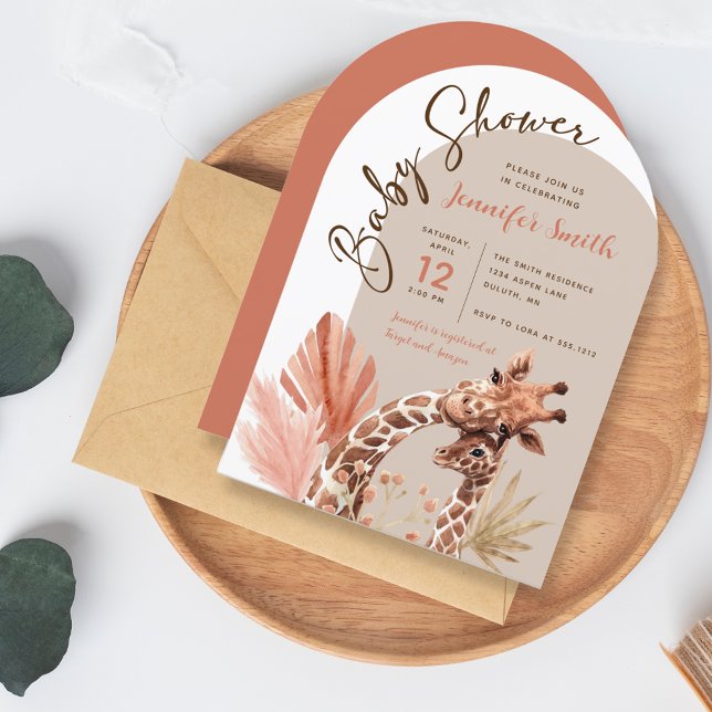 Cute Boho Giraffe Baby Shower Invitation (Cute Boho Giraffe Baby Shower Invitation)