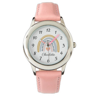 Cute Boho Girl's Name Watercolor Rainbow  Watch