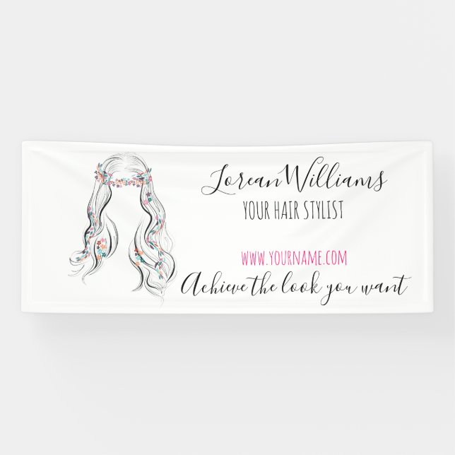 Cute Boho Hairstyle Wedding Hair Stylist Floral   Banner (Horizontal)