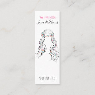 Cute Boho Hairstyle Wedding Hair Stylist Floral Mini Business Card