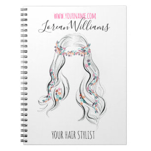 Cute Boho Hairstyle Wedding Hair Stylist Floral Notebook