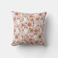 Cute Boho Halloween Ghosts Pumpkins Pink Floral