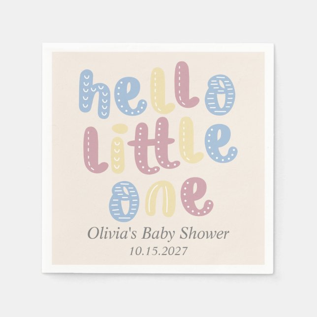 Cute Boho Hello Little One Baby Shower Napkin (Front)