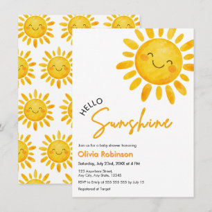 Cute Boho Hello Sunshine Baby Shower  Invitation