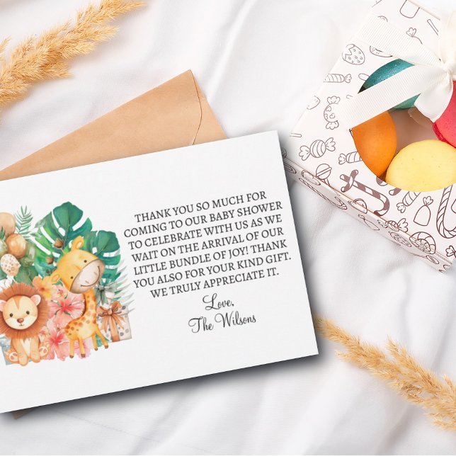 Cute Boho Jungle Animals Baby Shower ThankYou Card (Creator Uploaded)