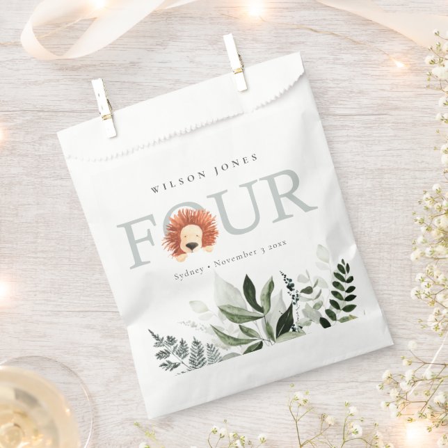 Cute Boho Lion Foliage 4th Fourth Baby Shower Favour Bags (Clipped)