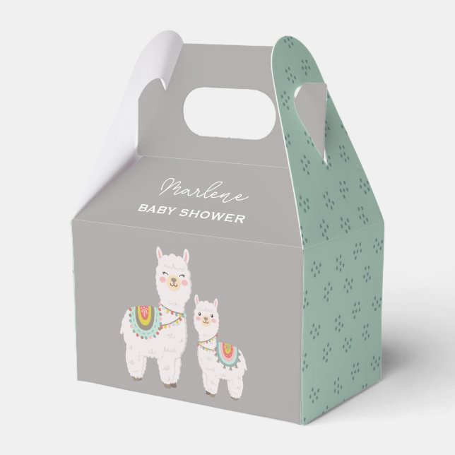 Cute boho llama baby shower favour box (Front Side)