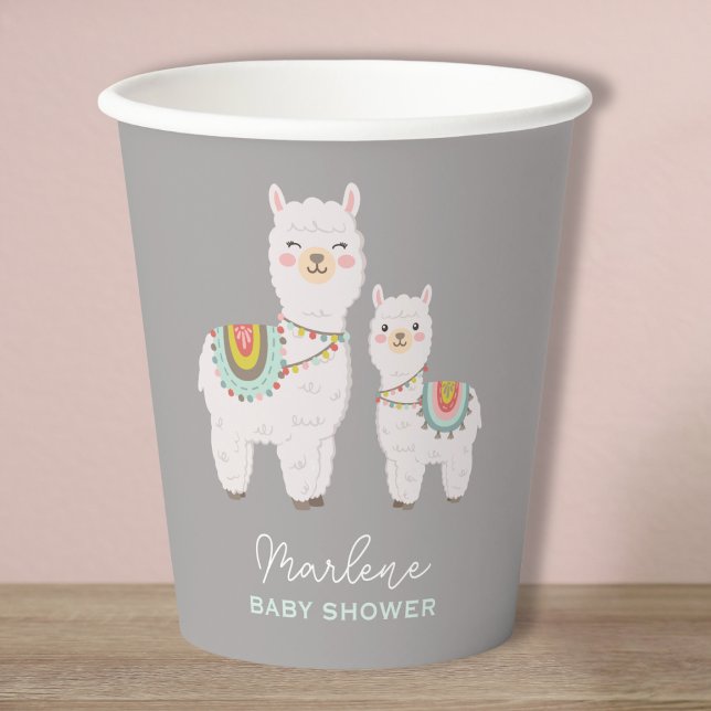 Cute boho llama baby shower paper cups (Creator Uploaded)