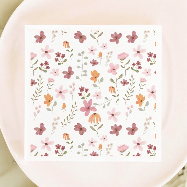 Cute boho meadow little wildflower bridal shower napkin (Cute boho meadow little wildflower bridal shower napkins)