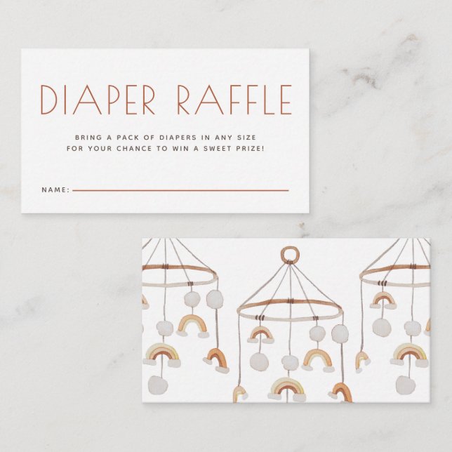 Cute Boho Mobile Diaper Raffle Baby Shower Enclosure Card (Front/Back)