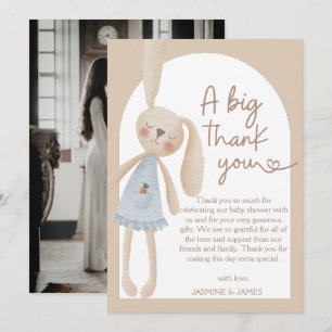 Cute Boho Oh Baby Bunny Baby Shower Thank You Card
