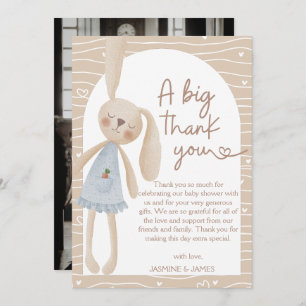 Cute Boho Oh Baby Bunny Hearts Baby Shower  Thank You Card