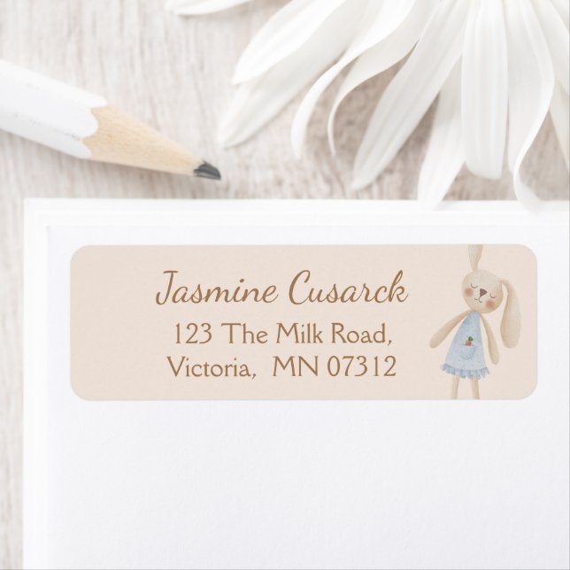 Cute Boho Oh Baby Bunny Return Address  (Insitu)