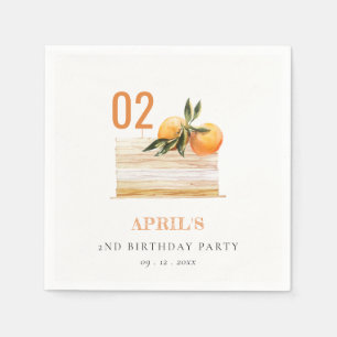 Cute Boho Orange Fruit Cake Any Age Birthday Napkin