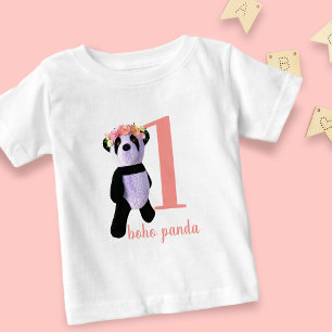 Cute Boho Panda First Birthday T-Shirt
