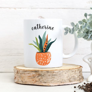 Cute Boho Personalised Potted Plant  Coffee Mug