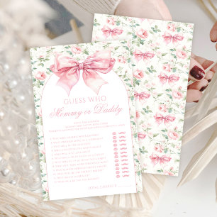 Cute boho pink bow floral baby girl shower games