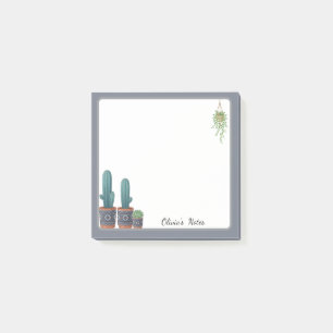 Cute Boho Potted Cactus Custom Sticky Notes