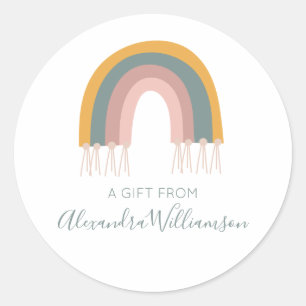 Cute Boho Rainbow A Gift From Personalised Classic Round Sticker