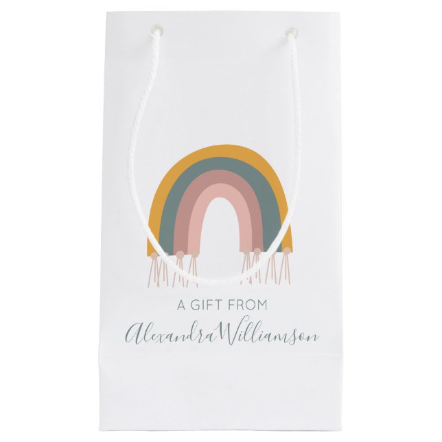 Cute Boho Rainbow A Gift From Personalised Small Gift Bag (Front)