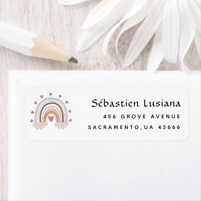 Cute Boho Rainbow Baby Shower Return Address (Insitu)