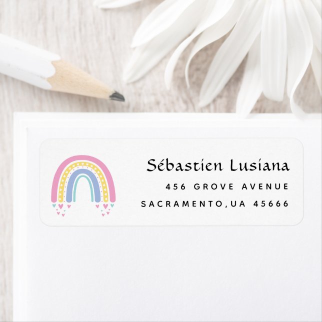 Cute Boho Rainbow Baby Shower Return Address (Insitu)