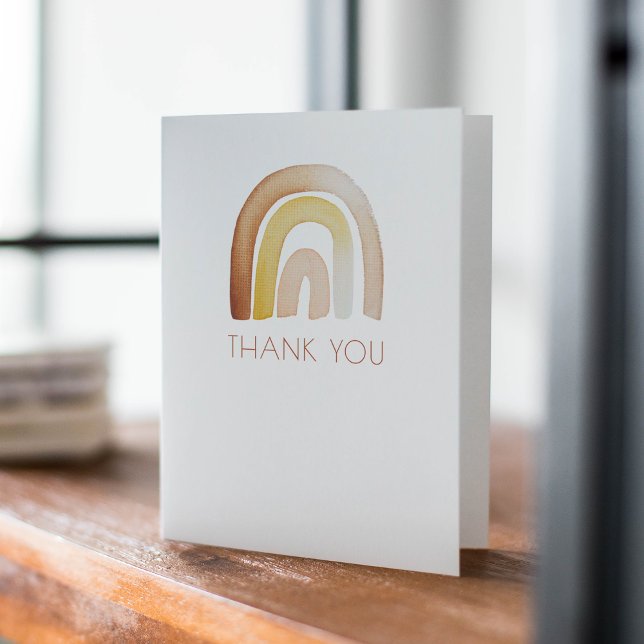 Cute Boho Rainbow Baby Shower Thank You Note Card (Creator Uploaded)