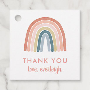 Cute Boho Rainbow Birthday Name Thank You Coral F Favour Tags