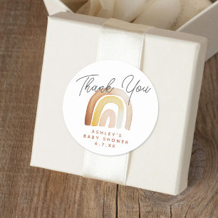 Cute Boho Rainbow Gender Neutral Baby Shower Favou Classic Round Sticker