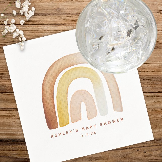 Cute Boho Rainbow Gender Neutral Baby Shower Napkin (Creator Uploaded)