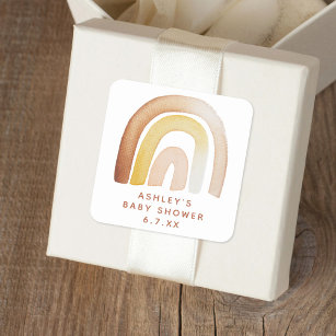 Cute Boho Rainbow Gender Neutral Baby Shower  Square Sticker