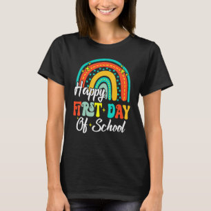 Cute Boho Rainbow Happy First Day Of School Teache T-Shirt