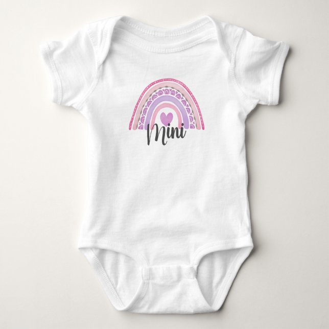 Cute Boho Rainbow Mini Script Matching Baby Bodysu Baby Bodysuit (Front)