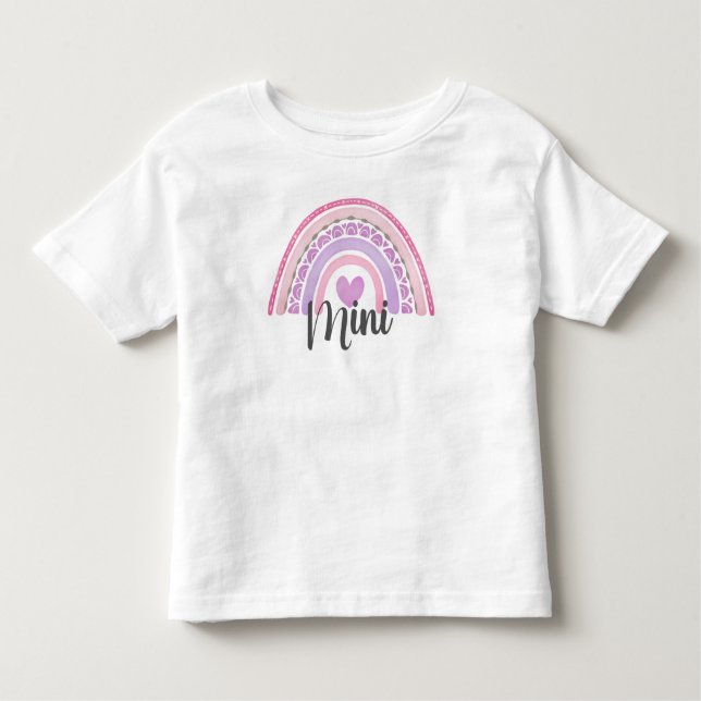 Cute Boho Rainbow Mini Script Matching Toddler T-Shirt (Front)
