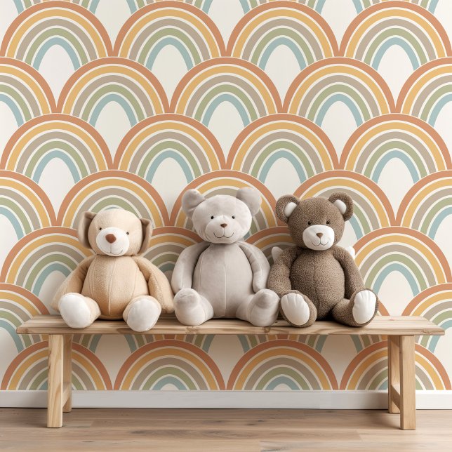 Cute Boho Rainbow Scallop Pattern Kids Baby Wallpaper (Creator Uploaded)