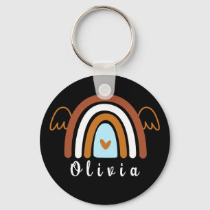 Cute Boho Rainbow with Personalised Name   Key Ring