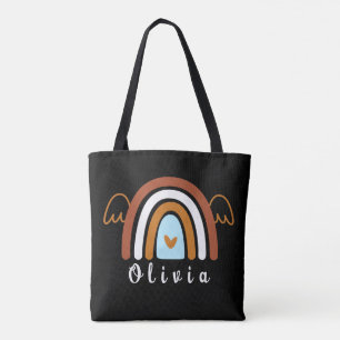 Cute Boho Rainbow with Personalized Name  Tote Bag