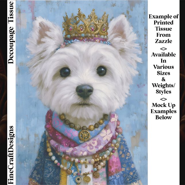 Cute Boho Royal Westie Dog, Crown EV7 Decoupage Tissue Paper (Creator Uploaded)