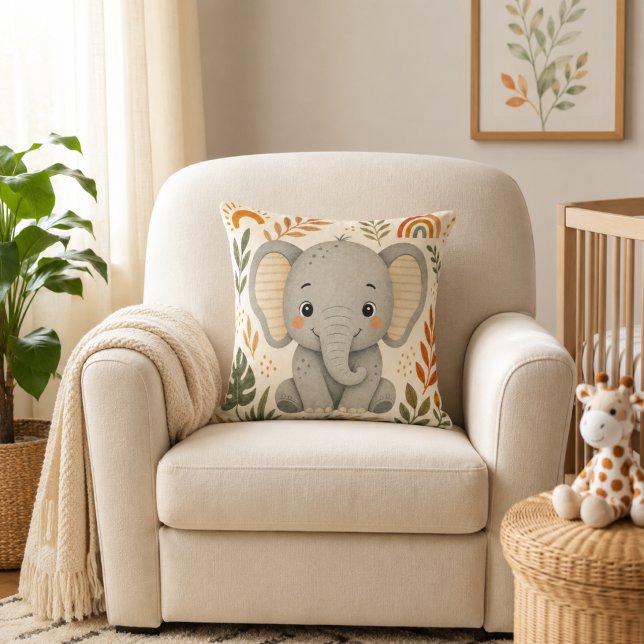 Cute Boho Safari Elephant Nursery Cushion (Creator Uploaded)