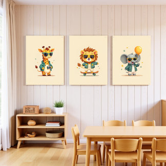Cute Boho Safari Kids Room Decor | Set of 3 Prints