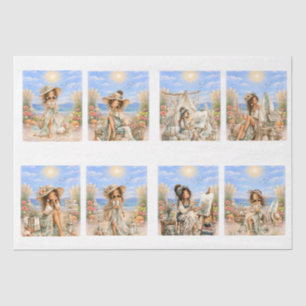 Cute Boho Style Girly Beach Scene Decoupage Tissue Paper