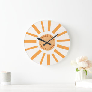 Cute Boho Sun Nursery Decor Name Large Clock