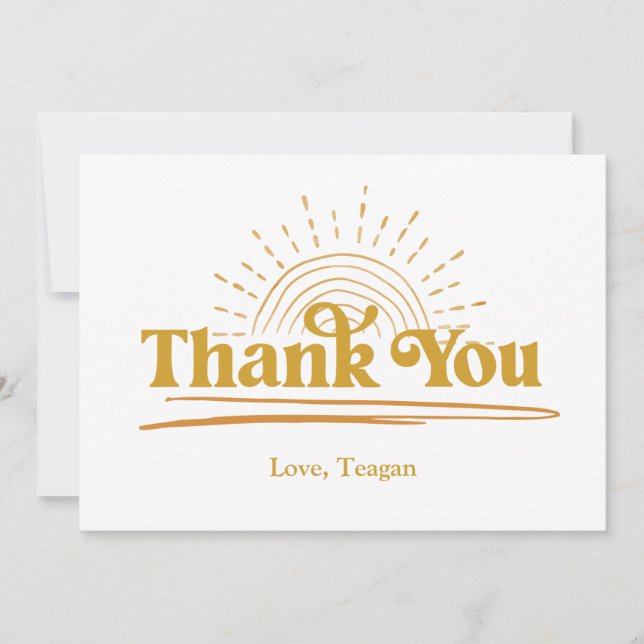 Cute Boho Sun Thank You Card (Front)