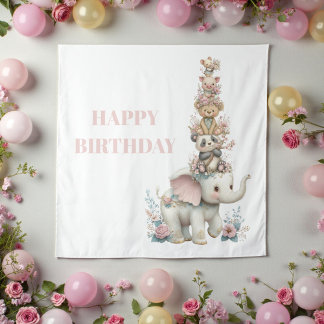 Cute Boho Teddy Bear Birthday Party Tapestry
