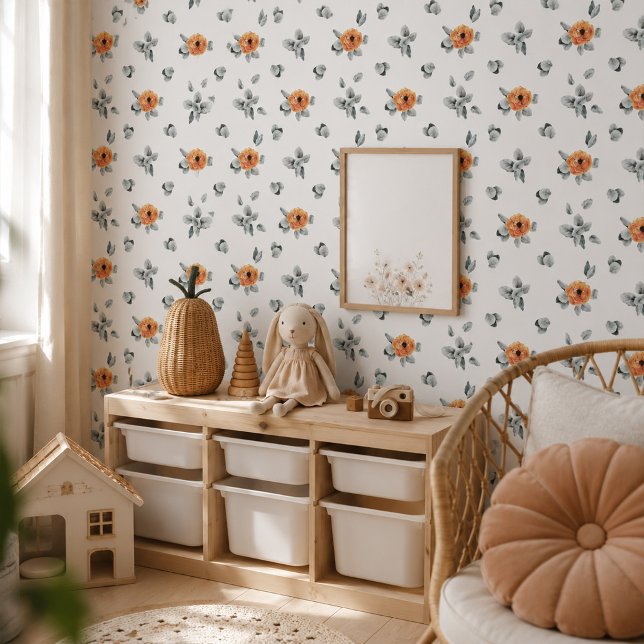 Cute Boho Terracotta Floral & Greenery Nursery  Wallpaper (Creator Uploaded)